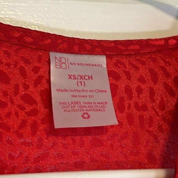NOBO No Boundaries Women’s Red Faux Wrap Lightweight Silk Blouse Size XS - Picture 4 of 5